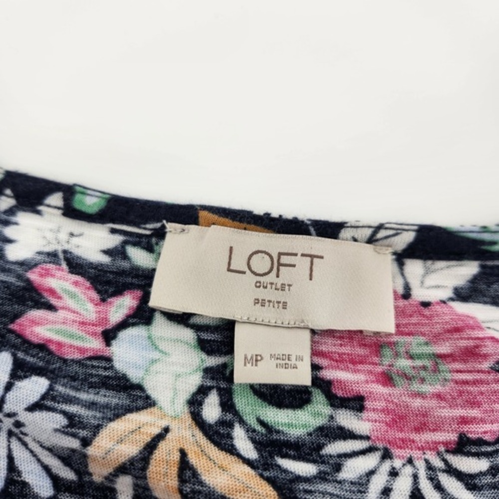 Loft Outlet Medium Petite Floral Print Square Neck 3/4 Puff Sleeve Top‎ Blouse - Picture 3 of 6